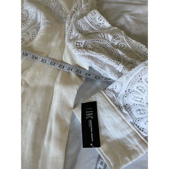 INC International Concepts Women's Jacket Sz 3X Cotton Linen Lace Insets White - Picture 11 of 13